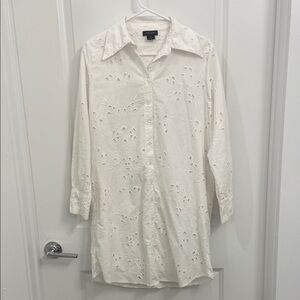 White Eyelet Button-Up Shirt
